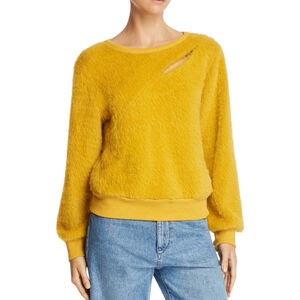 J.O.A. Mustard Faux-Fur Textured Sweater, M